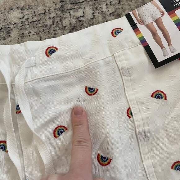Feeling Proud Womens Shorts Set XXL Rainbow Pride White Gray Elastic Waist Tie - Picture 4 of 12